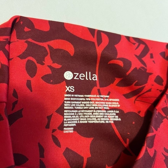 ZELLA dark red and light red print leggings XS - Picture 6 of 8
